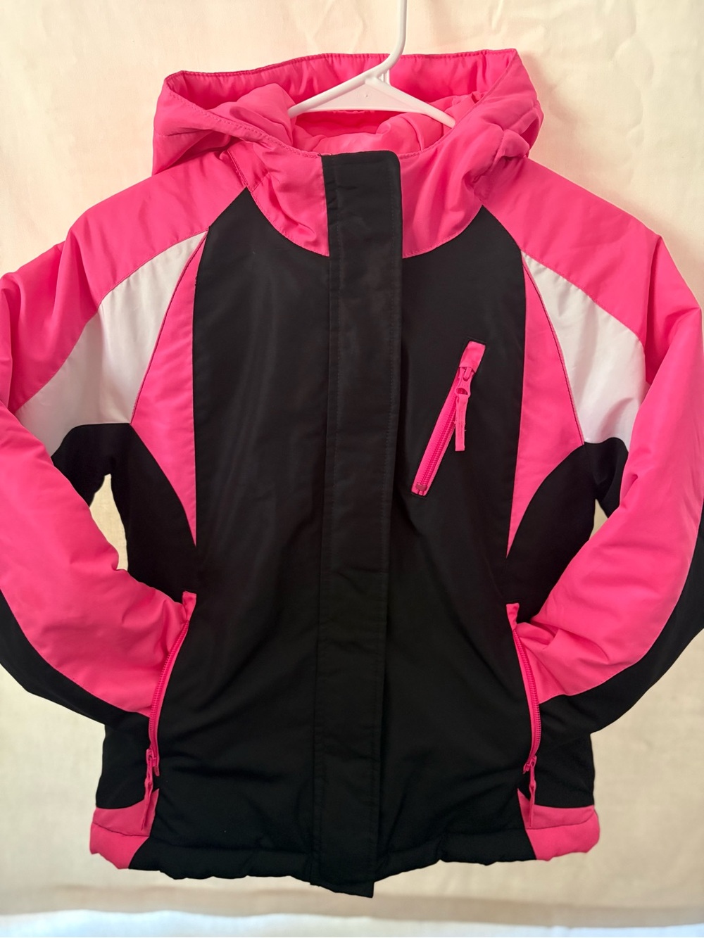The Children's Place Black and Hot Pink Hooded Puffer Jacket